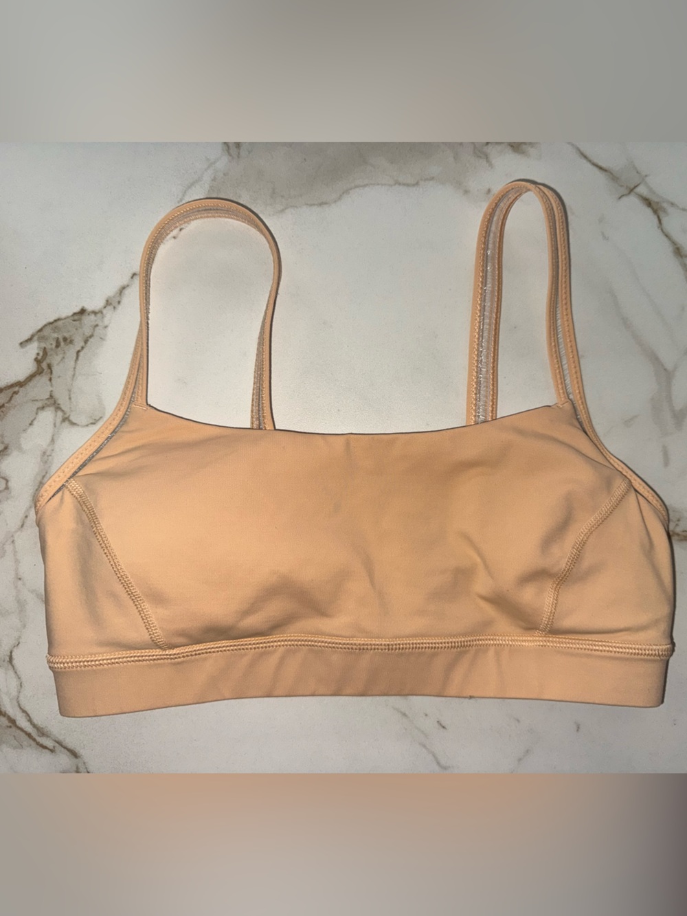 Lululemon Flow Y Bra II Peach Nude Strappy Sports Bra Size 6